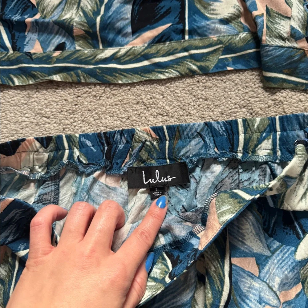 NEW Blue Leaf Print Two-Piece Maxi Dress - Picture 7 of 10